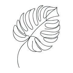 Monstera leaf line art. Contour drawing. Minimalism art. Modern decor