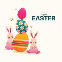 Easter Eggs Bunnies Banner