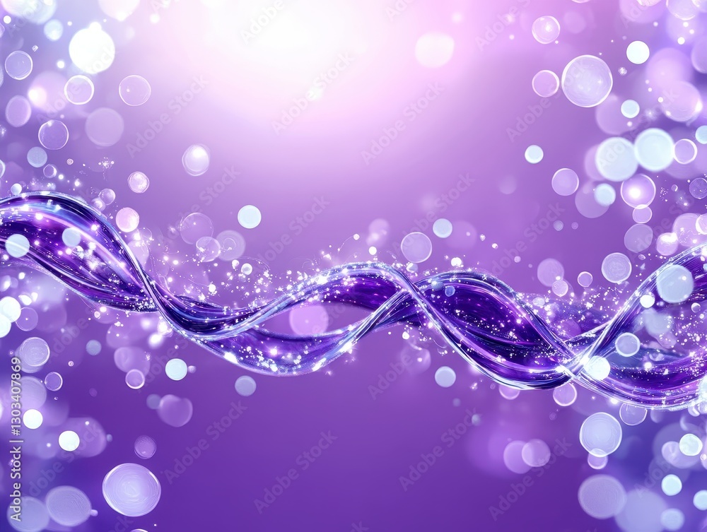 Poster abstract purple wave with sparkling lights and bokeh effect in a dreamy background