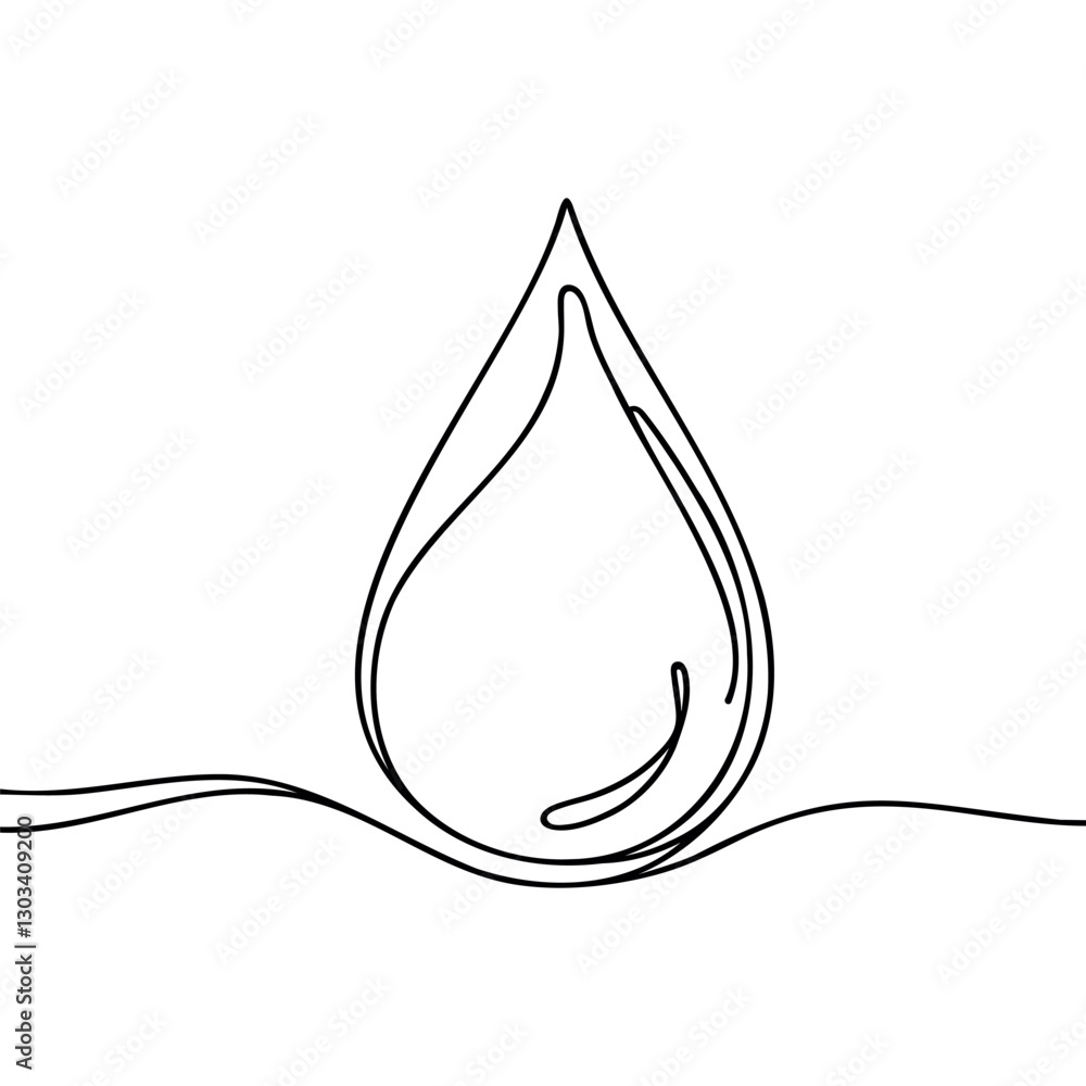 Aufkleber continuous line drawing of drop. water drop line icon. one line drawing background. vector illustrat