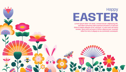 Easter Vector Banner Flowers