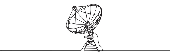 Continuous line drawing of satellite dish, tecnologi design, object one line single line art, vector illustration.