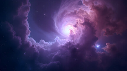 Dramatic Swirling Purple Nebula Vortex with Stars | Ethereal Cosmic Cloudscape