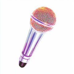 Vibrant watercolor microphone art online gallery digital illustration artistic expression aesthetic viewpoint, isolated on white background