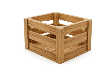 wooden crate isolated on white background,