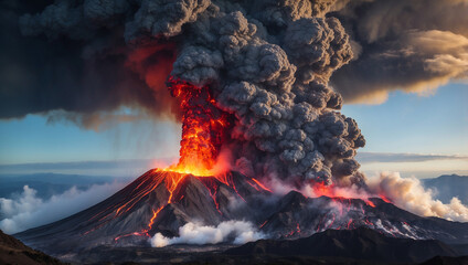 A Dramatic Image of an Erupting Volcano Spewing Lava and Ash