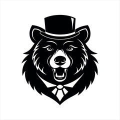 a bear head silhouette vector illustration of a lion