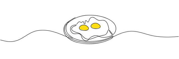 continous line drawing of egg, single line, food design, vector ilustration.