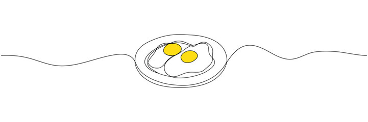 continous line drawing of egg, single line, food design, vector ilustration.