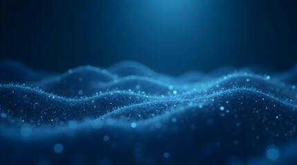 Digital Futuristic Blue Flowing Wave Background Texture with Bokeh Lights
