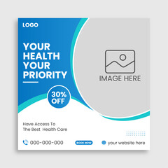 Health care social media post vector template Design. Medical healthcare banner template Fully editable.