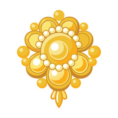 Elegant Gold Brooch with Pearls - Vector Illustration & Line Art.eps