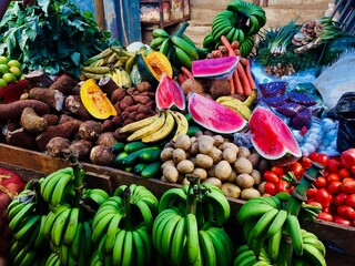Fresh tropical fruits and vegetables