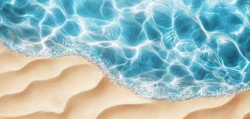 Fototapeta premium Calm and Inviting Tropical Beach Scene with Crystal Clear Water and Soft Sand Under Bright Sunlight Ideal for Vacation or Relaxation Themes