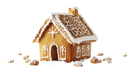 Gingerbread house with icing and candies