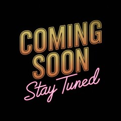 Obraz premium Coming Soon – Gold and Neon Typography on Dark Background