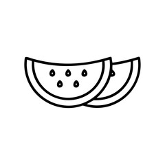 Watermelon slices icon, fresh and juicy fruit, black outline, modern design