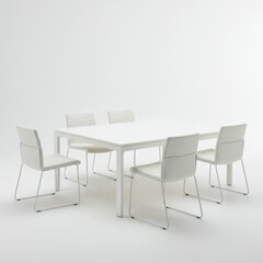 White Table and Chairs Set for Modern Dining Room - A minimalist white table and six chairs create a clean, modern aesthetic. Symbols of simplicity, elegance, functionality, contemporary design