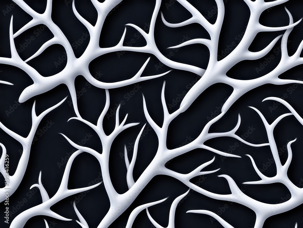 Poster abstract white branches on a dark background, creating a striking visual contrast