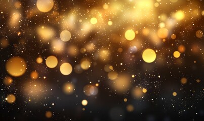 Abstract lens flare and bokeh on black background, glowing light effect with sun star in the sky