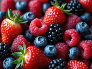 Nature's Sweet Bounty A Symphony of Fresh Summer Berries in Peak Harvest Season