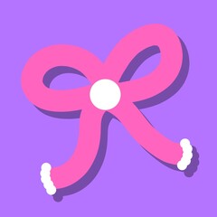 pink ribbon on a purple background, vector illustration of a pink ribbon, ribbon design, cute ribbon, kawaii ribbon, pink robbon, decoration