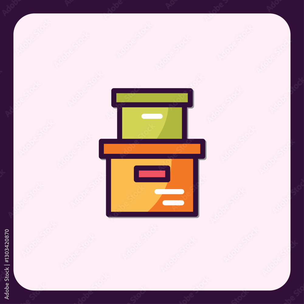 Aufkleber stack of rectangular boxes, delivery and storage solution icon vector