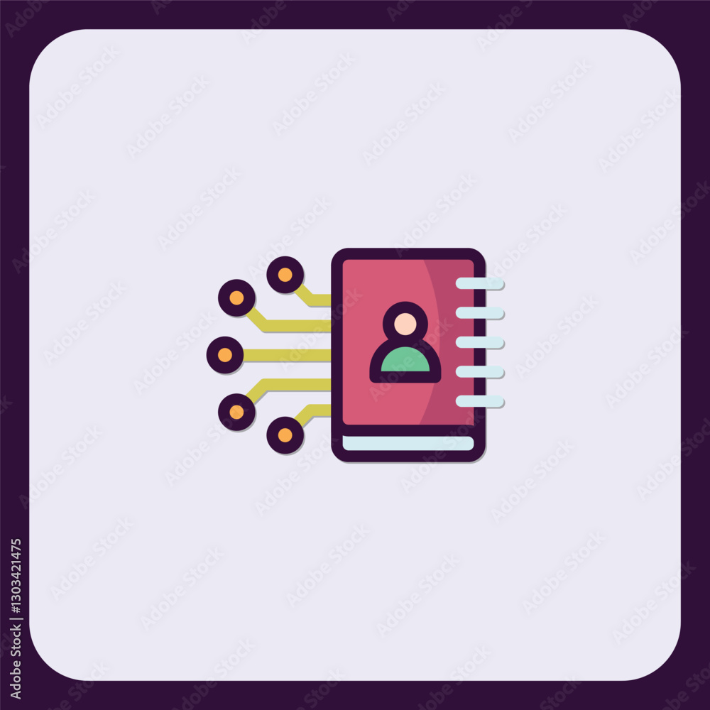 Poster Digital Contact Book with Circuit Connection Representing Connectivity and Data Storage