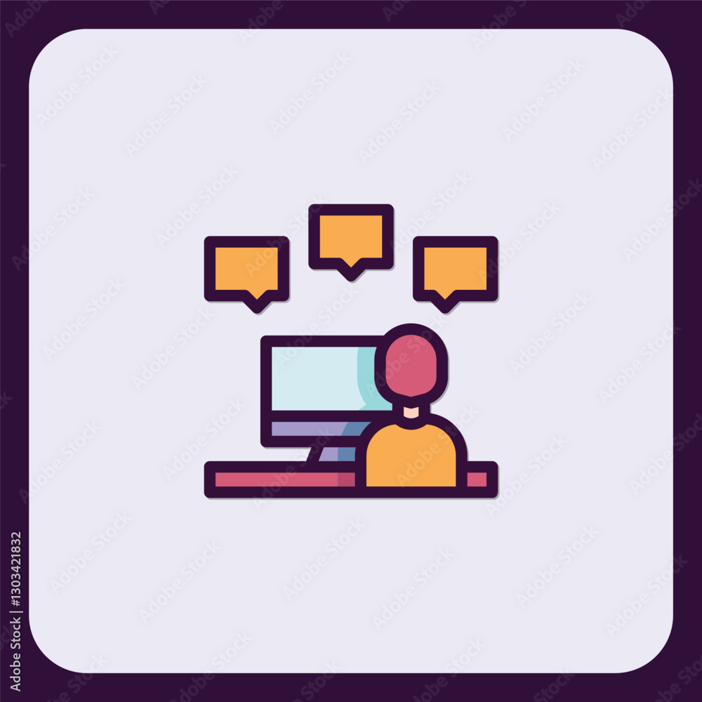 Aufkleber user interacting with digital technology and receiving notification icon