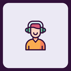 Creative vector art of a person wearing headphones minimal design