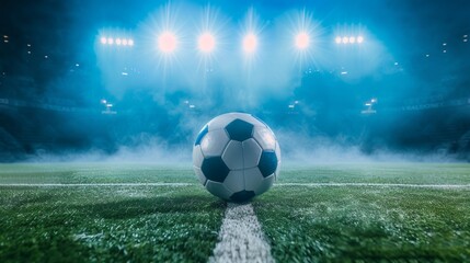 Advanced sports analytics display showcasing soccer match data in stadium under bright lighting
