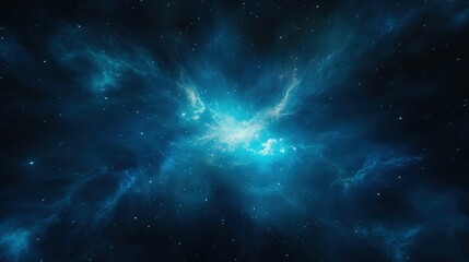 Naklejka premium A stunning cosmic backdrop featuring vibrant blues and swirling nebulae, perfect for science fiction themes, apps, or educational materials about space, Ideal for enhancing designs or presentations,