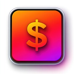 Obraz premium A sleek, modern green app icon with a 3D dollar sign. The glossy, rounded square design symbolizes finance, budgeting, and savings, ideal for financial applications.