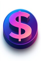 Obraz premium A sleek, modern green app icon with a 3D dollar sign. The glossy, rounded square design symbolizes finance, budgeting, and savings, ideal for financial applications.