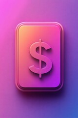 Fototapeta premium A sleek, modern green app icon with a 3D dollar sign. The glossy, rounded square design symbolizes finance, budgeting, and savings, ideal for financial applications.