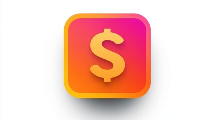 Obraz premium A sleek, modern green app icon with a 3D dollar sign. The glossy, rounded square design symbolizes finance, budgeting, and savings, ideal for financial applications.
