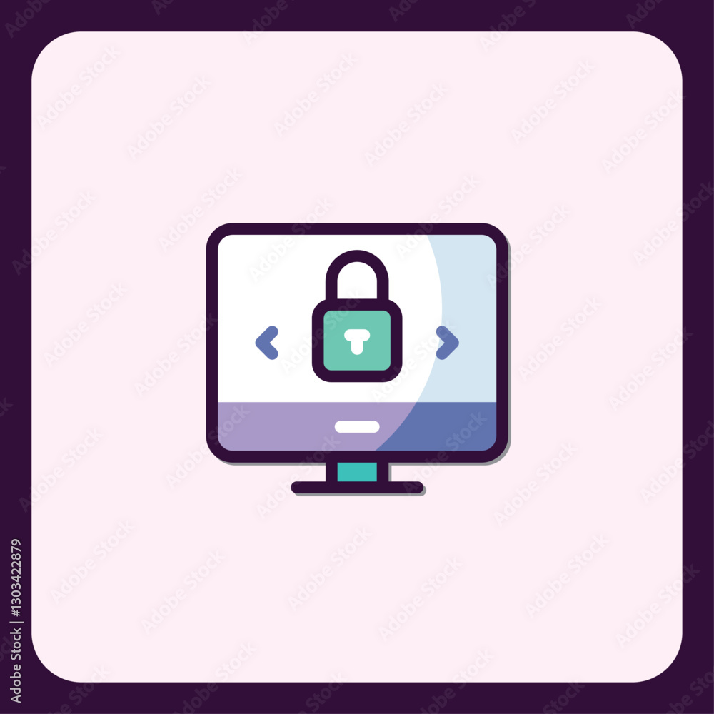 Poster secure digital access: computer display with padlock for data protection