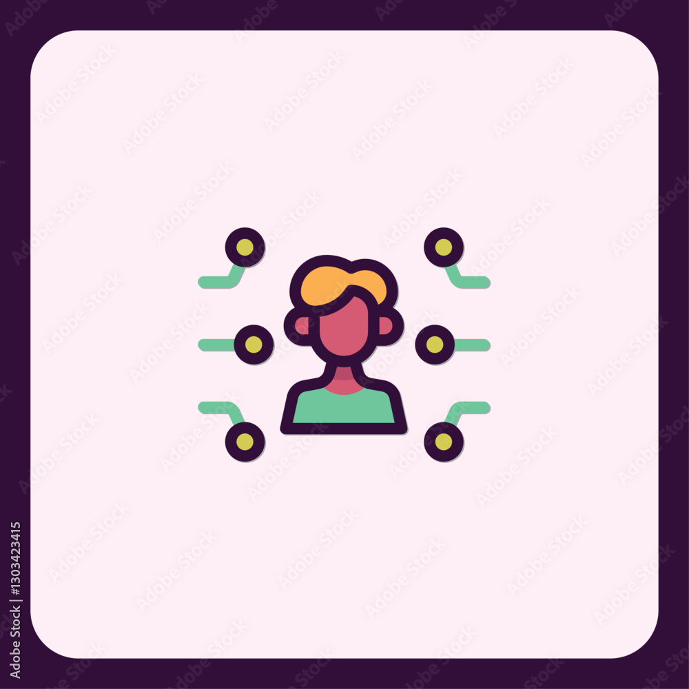Poster avatar connected to nodes in a network modern technology symbol