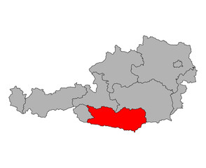 Austria of Carinthia map symbol shape, travel web flat concept icon symbol vector illustration .