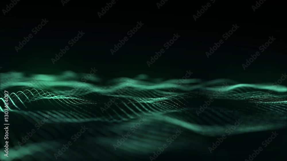 Aufkleber dynamic green wave of particles and lines. abstract futuristic background. big data visualization. 3