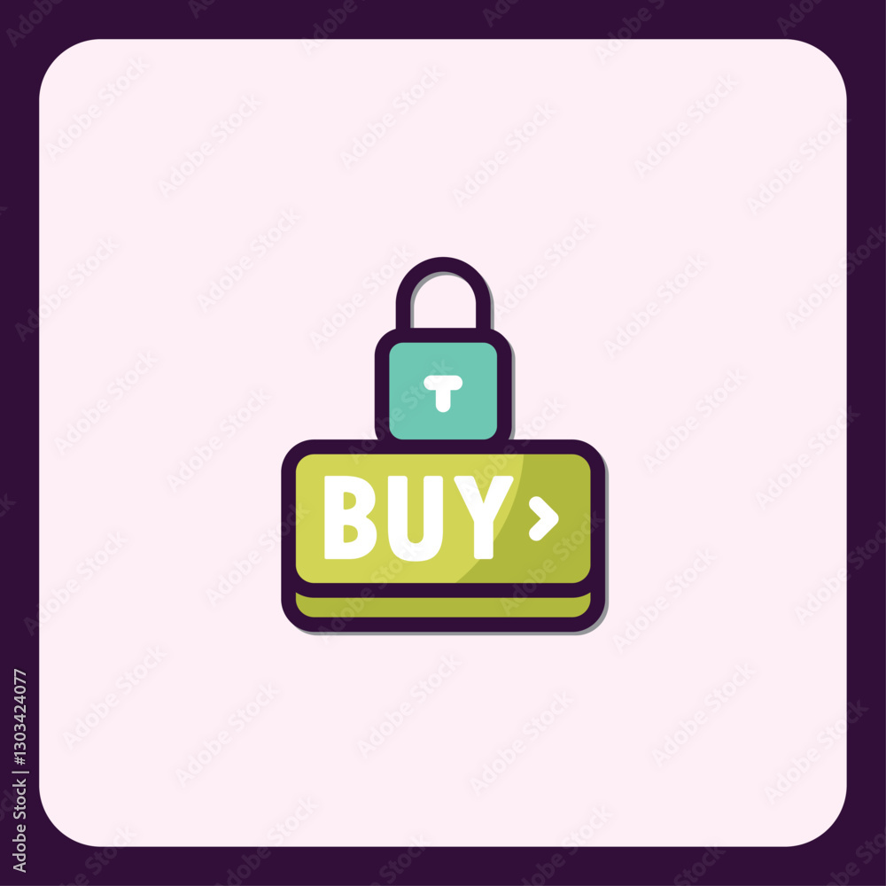 Aufkleber charming icon featuring a playful buy button with security lock symbol