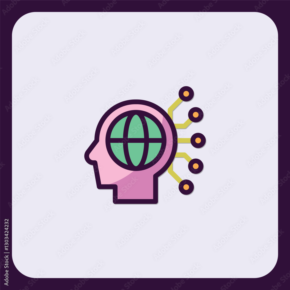 Poster artificial intelligence brain globe connection technology icon representation