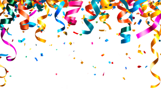 Festive overlay, Party streamers, serpentine, curly paper ribbons. Colorful explosion confetti. Multicolored party decorations. Concept for party.