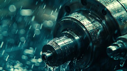 Close up of cnc milling cutters and metal tools in an industrial metalworking setting