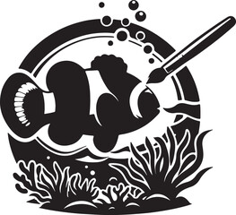 Fototapeta premium Vibrant Clownfish in Coral Reef - Colorful Underwater Marine Life Illustration.