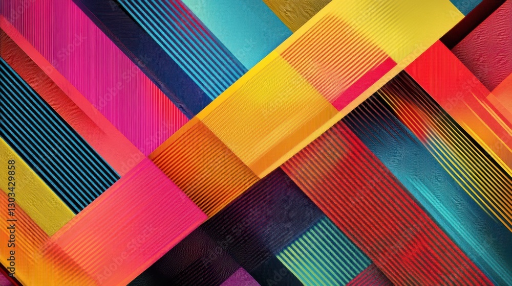 Poster abstract colorful geometric background with intersecting lines and vibrant hues.