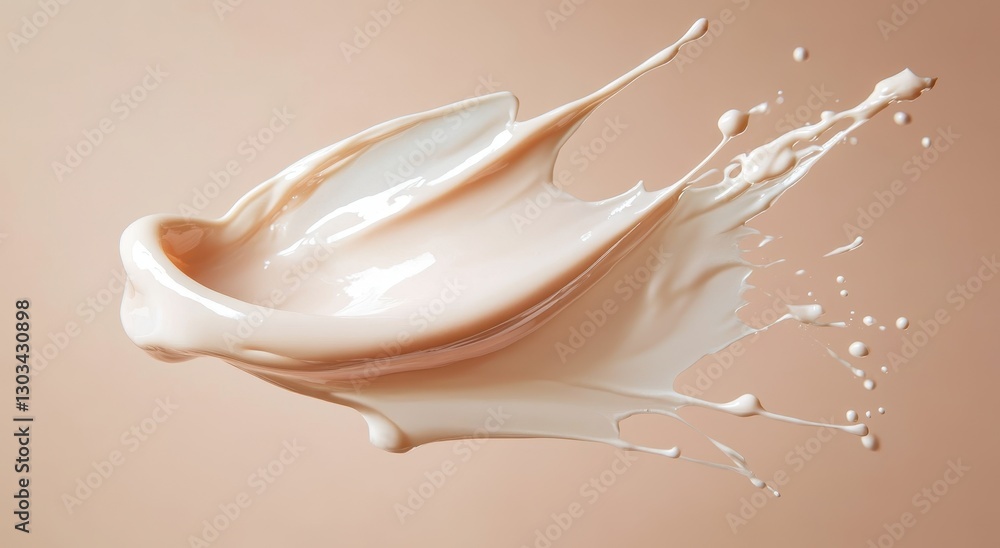 Aufkleber creamy liquid splash in soft tones demonstrating fluid motion and dynamic texture against a soft bei