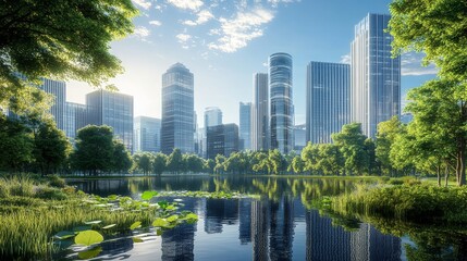Fototapeta premium Green city technology helps us meet environmental goals. 