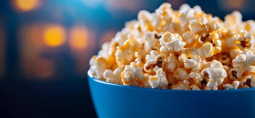 Caramel Popcorn in Blue Bowl