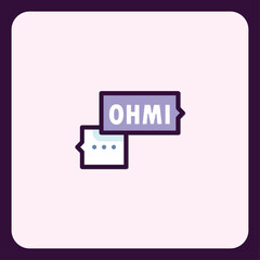 Minimalistic OHMI Letter Graphic with Speech Bubbles for Online Communication